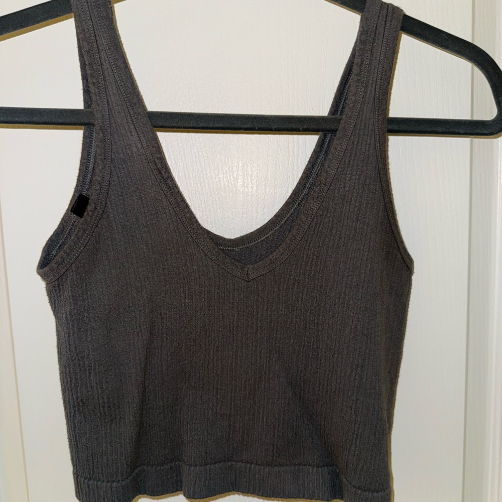 Urban Outfitters Black Ribbed V-Neck Tank